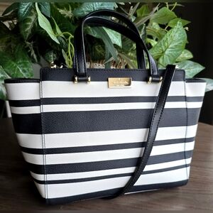 Kate Spade New York Small Annelle Black And White Satchel Crossbody